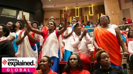 Rwandan women at a meet of the political party RPF.