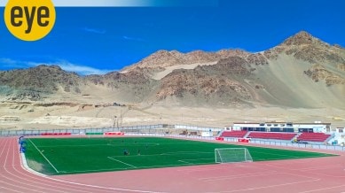 Ladakh got its first open synthetic track and football turf at Spituk stadium, under the Khelo India Programme (Photo courtesy: Sidharth Singh)