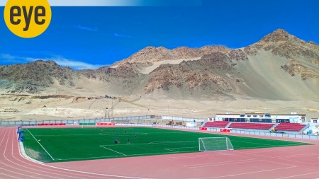 Ladakh got its first open synthetic track and football turf at Spituk stadium, under the Khelo India Programme (Photo courtesy: Sidharth Singh)