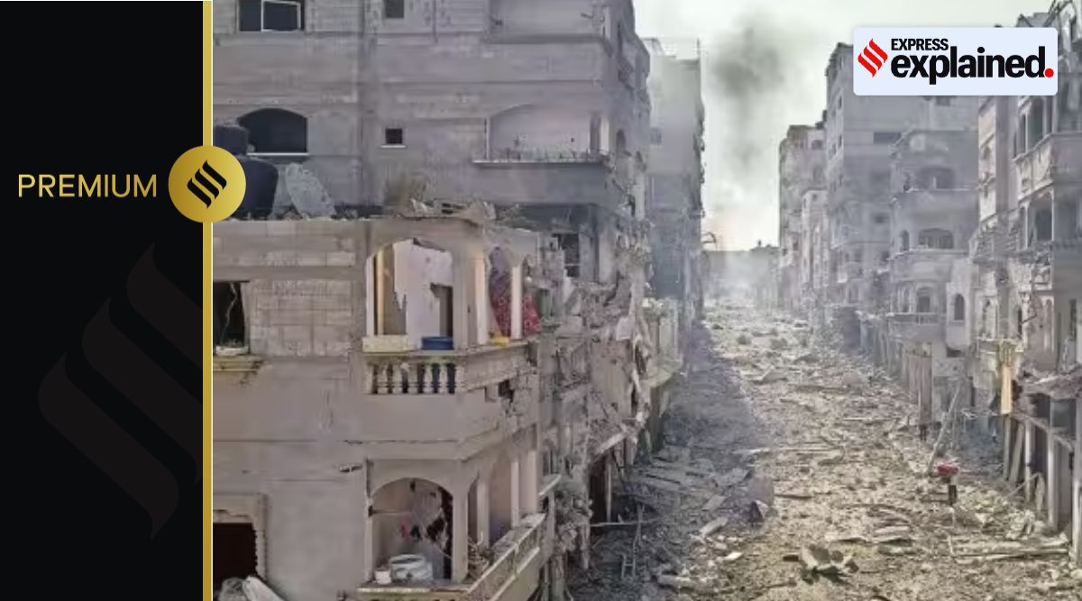A view of the rubble of buildings hit by an Israeli airstrike, in Jabalia, Gaza strip, Wednesday, Oct. 11, 2023. Israel has launched intense airstrikes in Gaza after the territory's militant rulers carried out an unprecedented attack on Israel Saturday, killing hundreds of people and taking captives. Hundreds of Palestinians have been killed in the airstrikes. (AP Photo)