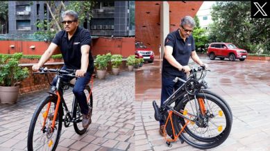 Anand Mahindra rides ‘world’s first foldable diamond frame e-bike’