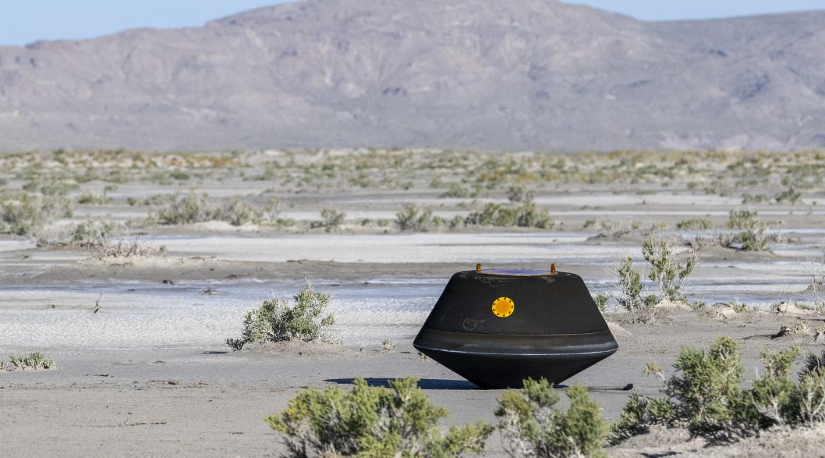 OSIRIS rex mission asteroid sample return capsule charred from its entry into earth