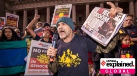 Robbie Thorpe talks during a NAIDOC, National Aborigines and Islanders Day Observance Committee, march in Melbourne, July 6, 2018. Thorpe, an Indigenous activist, drew attention to Indigenous division over the Voice by applying for a High Court injunction to prevent the referendum going ahead.