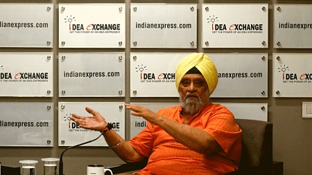 Bishan Singh Bedi Passes Away: Former Indian Cricket Captain, Bishan Singh Bedi at Idea Exchnage in Noida Office, on Friday, August 30, 2019. Express photo by Abhinav Saha