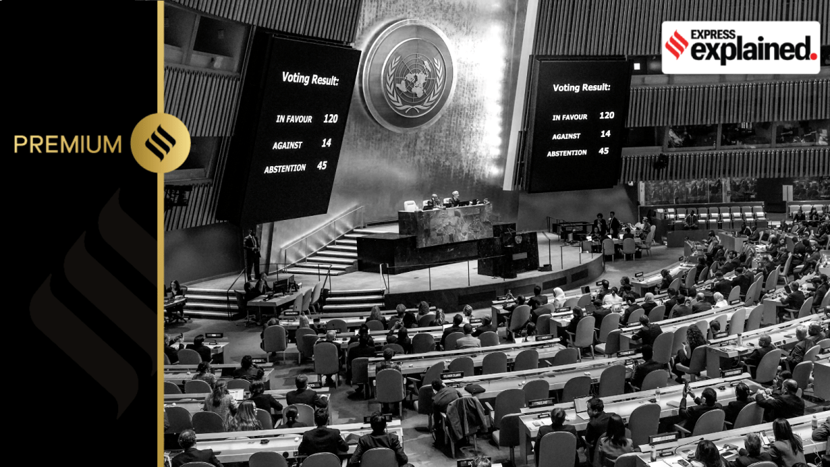 Voting results are displayed as the Unite Nations General Assembly voted on a nonbinding resolution calling for a "humanitarian truce" in Gaza and a cessation of hostilities between Israel and Gaza's Hamas rulers.