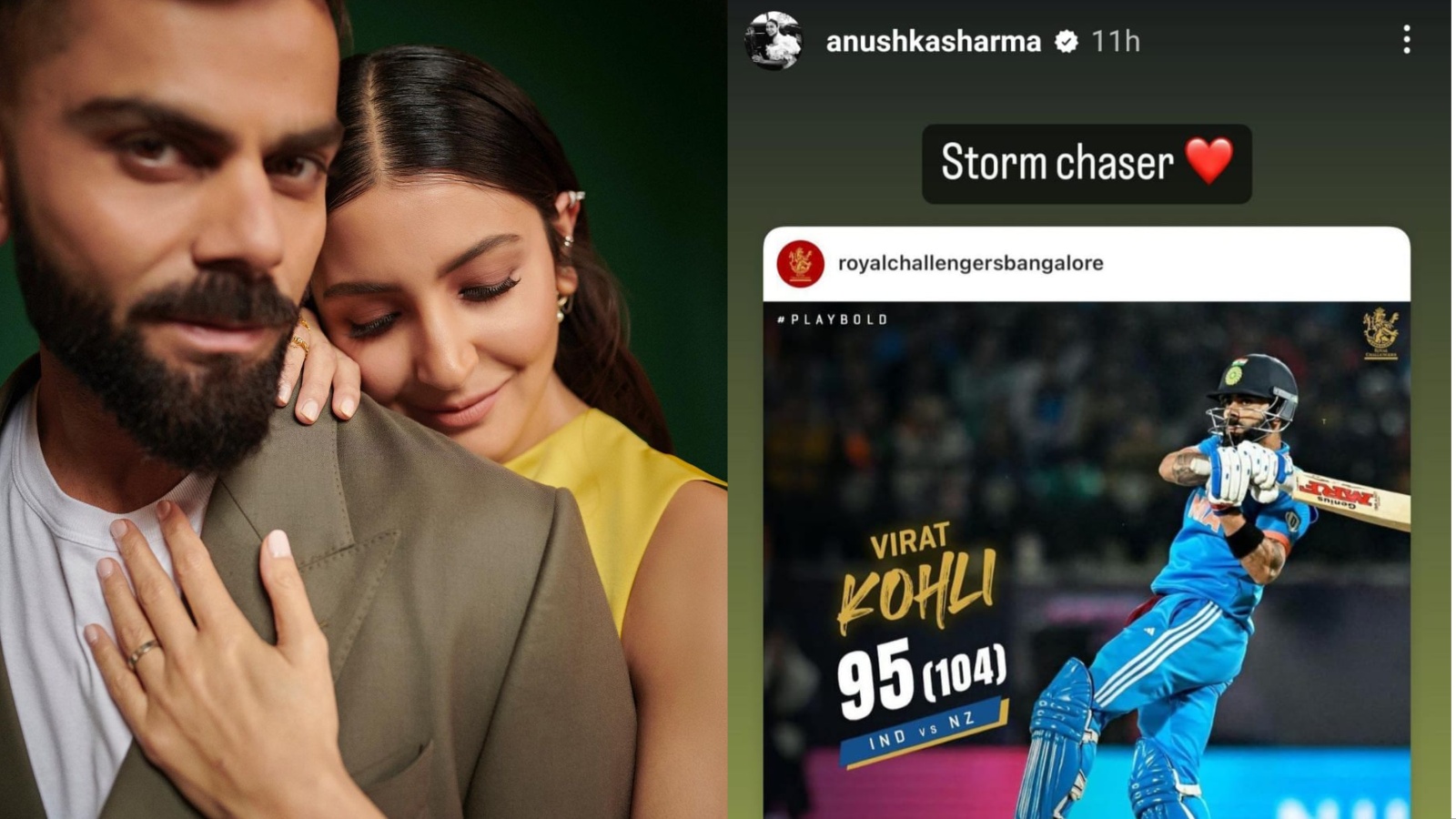 Anushka Sharma calls Virat Kohli 'storm chaser' after cricketer's knockout  performance in India vs NZ match: 'Always proud of you' | Bollywood News -  The Indian Express