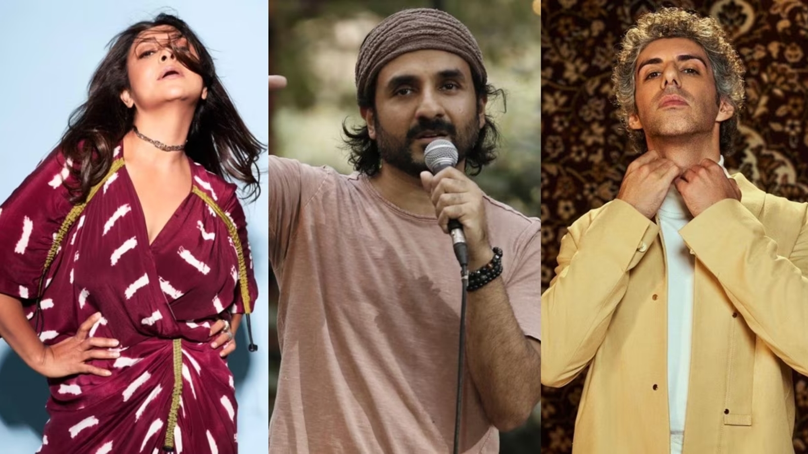 Emmy nominees Vir Das, Shefali Shah and Jim Sarbh at Adda today India