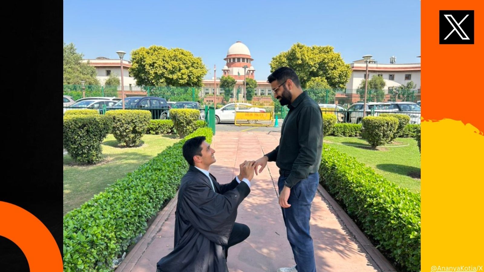 Gay couple exchanges rings in front of Supreme Court, a day after verdict  on same-sex marriage | Trending News - The Indian Express