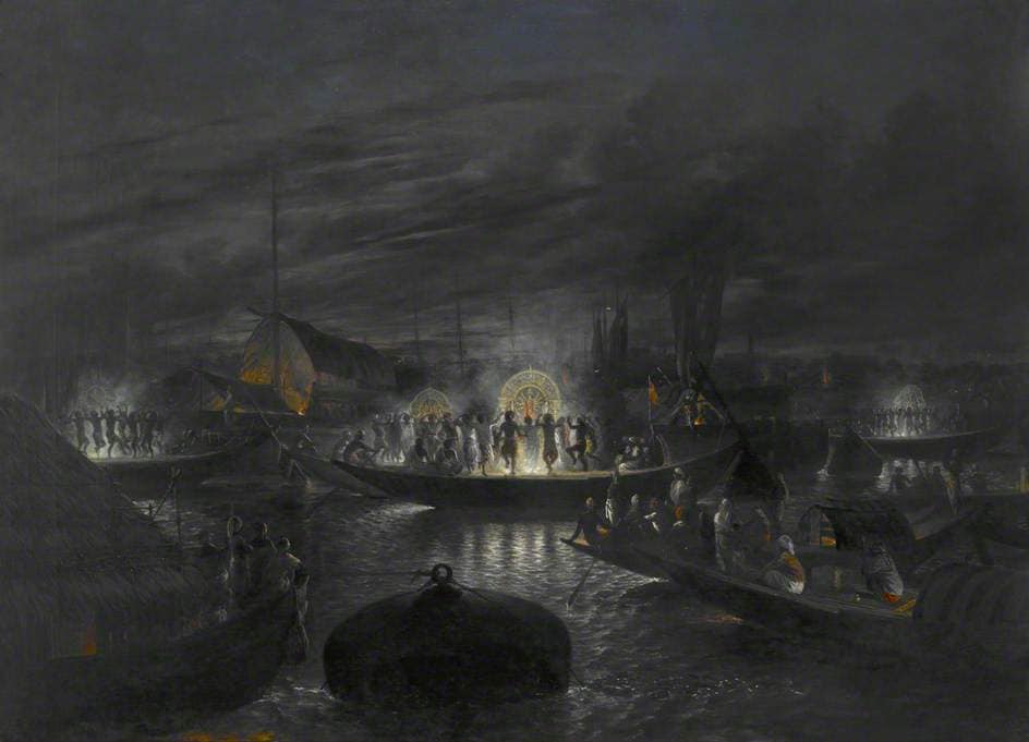 Palmer, George Gidley, 1830-1905; The Durga Puja Being Celebrated on the River Hugli, Calcutta, 1875