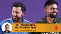 India's captain Rohit Sharma and Pakistan's captain Babar Azam during captain's press conference on the eve of ICC Men's Cricket World Cup in Ahmedabad on Wednesday. (Photo: AP)