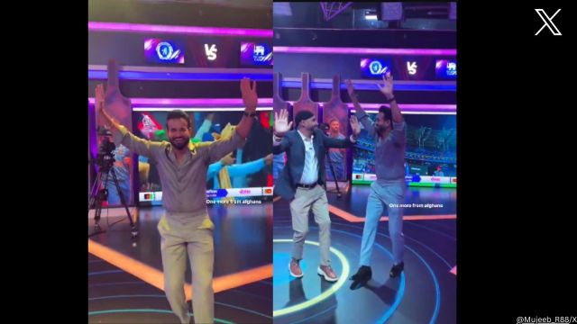 Irfan Pathan dances again, this time with Harbhajan Singh after Afghanistan’s victory against Sri Lanka