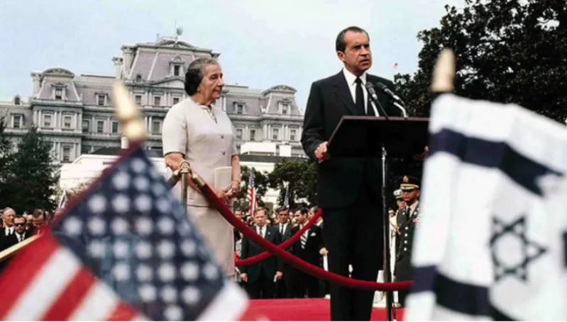 Israeli Prime Minister Golda Meir, left, with President Nixon in Washington, D.C., in 1974. Nixon's plan to aid Israel was called Operation Nickel Grass. 