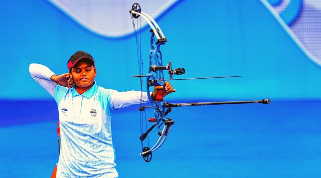 India's Jyothi Surekha Vennam competes in the Compound Women’s Individual Gold Medal event at the 19th Asian Games, in Hangzhou, China, Saturday, Oct. 7, 2023. (PTI Photo)