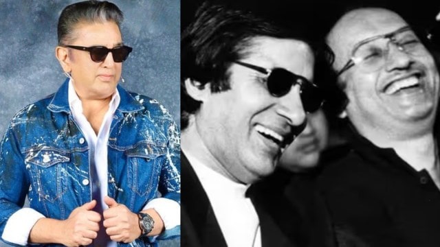 Kamal Haasan (L) and Amitabh Bachchan and Manmohan Desai (R) (Image_ Express Archive)