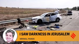Opinion-card1_12th-Oct Personal belongings including a child's pram are seen on the road next to a car days after a mass infiltration by Hamas gunmen from the Gaza Strip, near Kibbutz Kfar Aza, in southern Israel, October 10, 2023. (REUTERS)