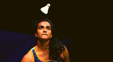 India’s PV Sindhu reacts after losing the Women's Singles quarterfinal badminton match against China's He Bingjiao at the 19th Asian Games, in Hangzhou, China, Thursday, Oct. 5, 2023. (PTI Photo)