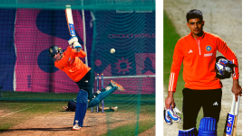 India's Shubman Gill during a practice session ahead of the Cricket World Cup match between India and New Zealand at HPCA Stadium in Dharamshala. (Photos: PTI, REUTERS)