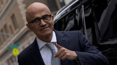 Chief Executive Officer of Microsoft Corporation Satya Nadella arrives to testify at the northern district of California during a trial as U.S. Federal Trade Commission
