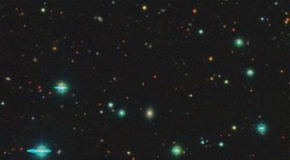 Deepfield image showing stars in a galaxy where a supernova was discovered by AI