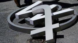 A pile of characters removed from a sign on the Twitter headquarters building are seen in San Francisco, Monday, July 24, 2023. One year ago, Elon Musk began transforming the social media platform into what is now known as X.