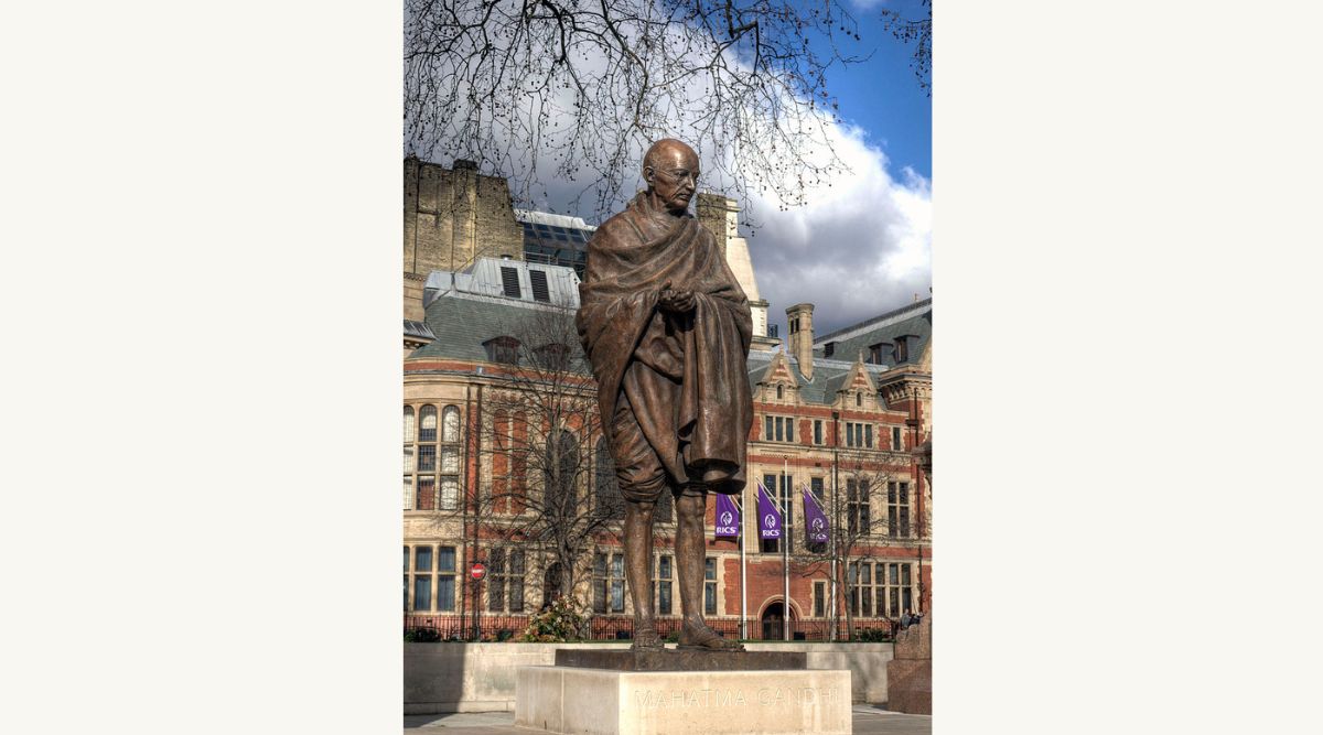 The statue of Gandhi at Parliament Square in London. Wikipedia 