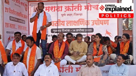 Members of Maratha Kranti Morcha held a token hunger strike at Lokmanya Tilak Statue near Mahatma Phule Mandai, Pune, in September 2023 to support the reservation agitation.