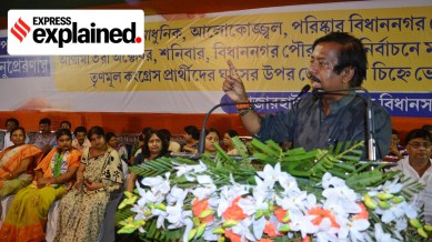 TMC Minister Jyotipriya Mallick at a rally.