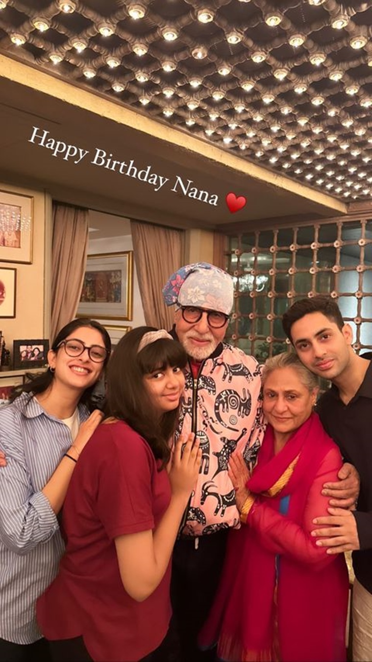Amitabh Bachchan turns 81: Aishwarya Rai video calls Abhishek Bachchan from  midnight celebration, Navya Naveli shares inside photo from party |  Bollywood News - The Indian Express