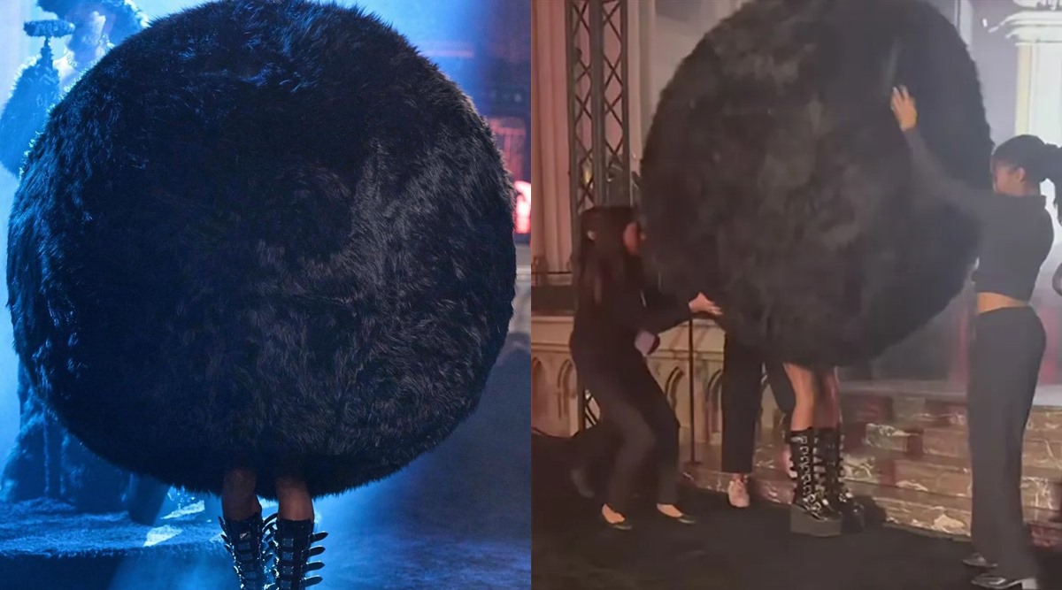 Watch: Model dressed as giant furball gets lost on runway, crashes into