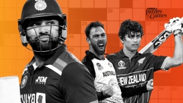 icc cricket world cup crossword 2023 by indian express world cup players rohit sharma, maxwell and rachin on cricket crossword banner by indian express