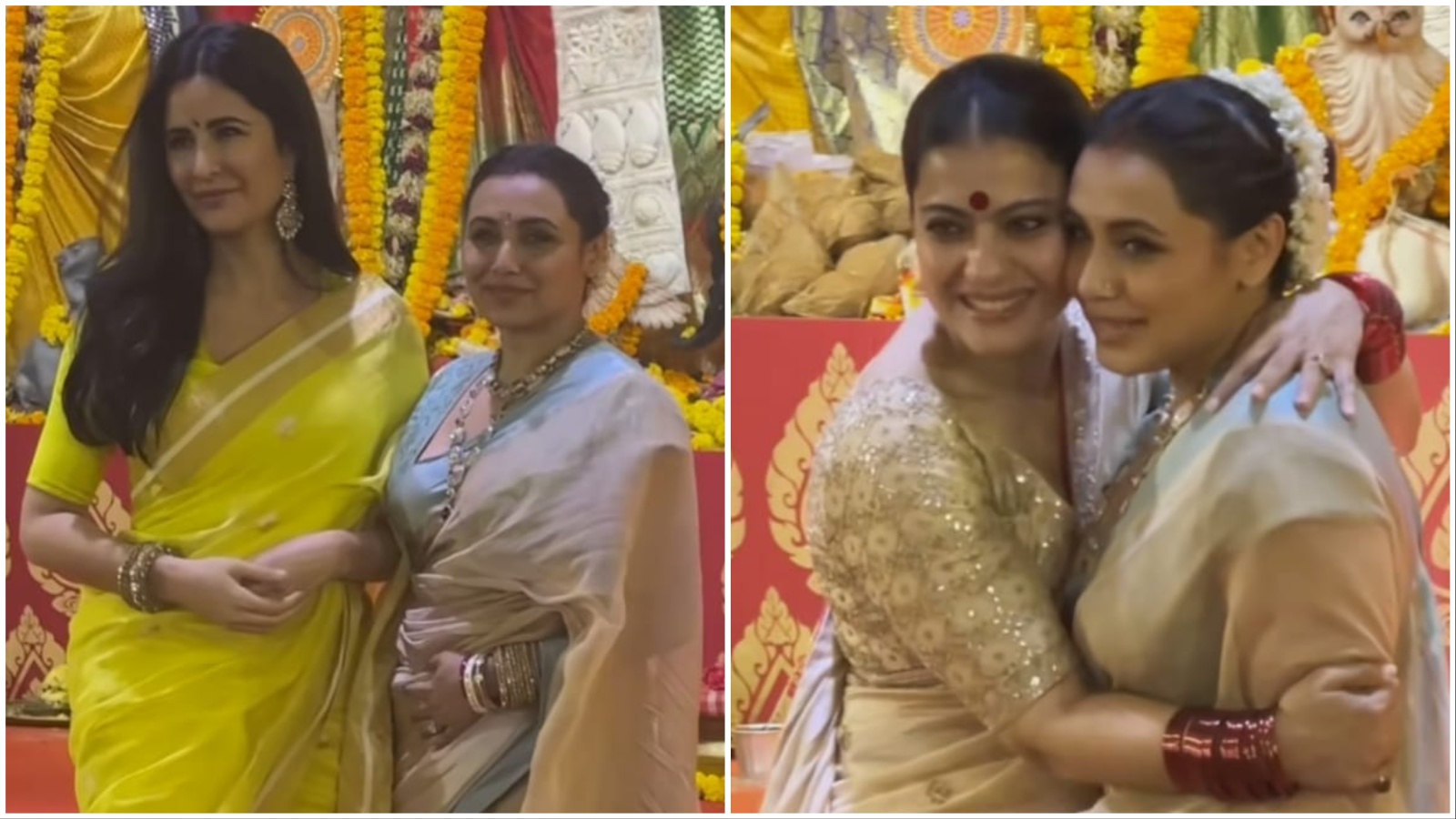 Kajol and Rani Mukerji twin at Durga Puja pandal, Katrina Kaif dresses ...