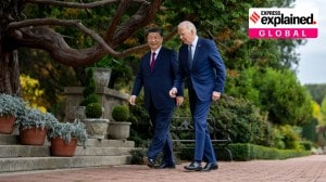 President Joe Biden and China's President President Xi Jinping walk in the gardens at the Filoli Estate in Woodside, Calif., Wednesday, Nov, 15, 2023, on the sidelines of the Asia-Pacific Economic Cooperative conference.