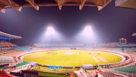 Kolkata's Eden Gardens stadium under the lights a day ahead of the India vs South Africa match. Express photo by Partha Paul