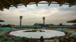 The whole ground at Eden Gardens in Kolkata is covered due to the forecast for rains during the Cricket World Cup semi-final between Australia and South Africa on Thursday. (PTI Photo)