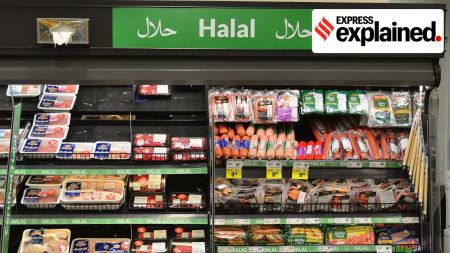 Halal food section in a supermarket.