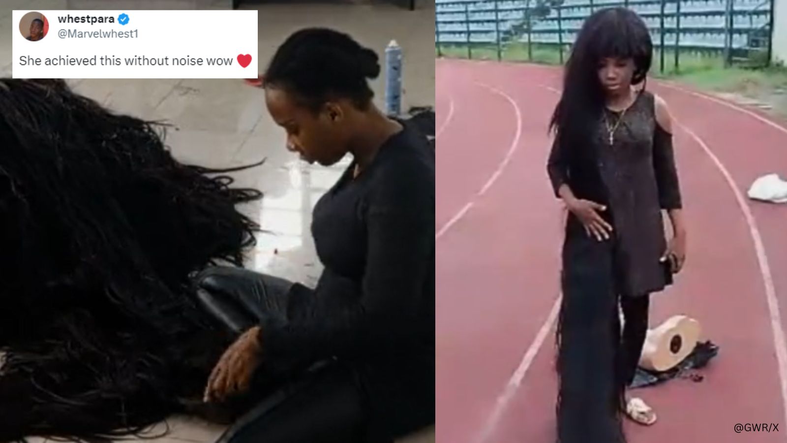 Nigerian Woman Sports Longest Handmade Wig Shatters Records Trending News The Indian Express 