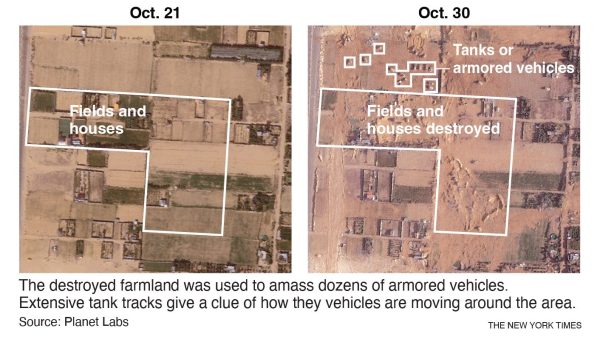 Satellite imagery taken Monday morning shows the substantial scale of one of Israel’s main advances into northern Gaza. 