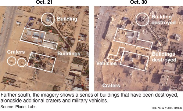 Satellite imagery taken Monday morning shows the substantial scale of one of Israel’s main advances into northern Gaza. 