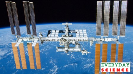 A view of the completed International Space Station, as seen from Shuttle Atlantis in May 2010.