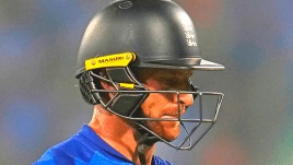 World Cup 2023 Live Streaming: England's captain Jos Buttler walks off the field after losing his wicket during the ICC Men's Cricket World Cup match between India and England in Lucknow, India, Sunday, Oct. 28, 2023. (AP Photo