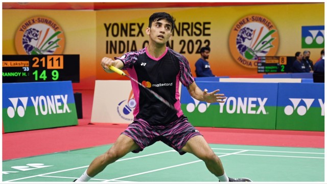 Indian badminton player Lakshya Sen in action