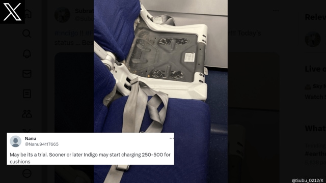 Man posts photo of seat cushion missing on IndiGo flight from Pune to Nagpur