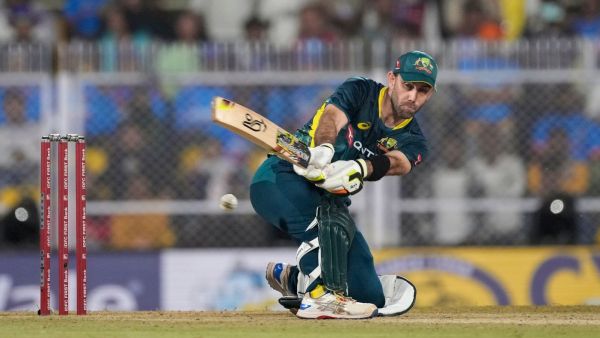 Australia's Glenn Maxwell bats during the third T20 cricket match between India and Australia India in Guwahati, India. (AP)