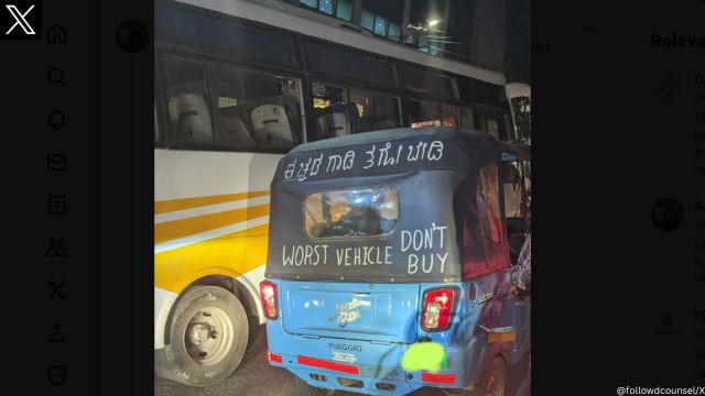 Message on back of autorickshaw in Bengaluru amuses netizens