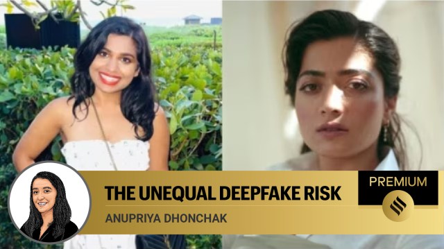 The virality, instantaneity, anonymity and permanence afforded by the use of generative AI in an unforgiving online medium renders all of us terrifyingly vulnerable. (Photos: Zara Patel, Rashmika Mandanna/ Instagram)