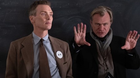 Christopher Nolan with Cillian Murphy on the sets of Oppenheimer (Image: Universal Pictures/Facebook)