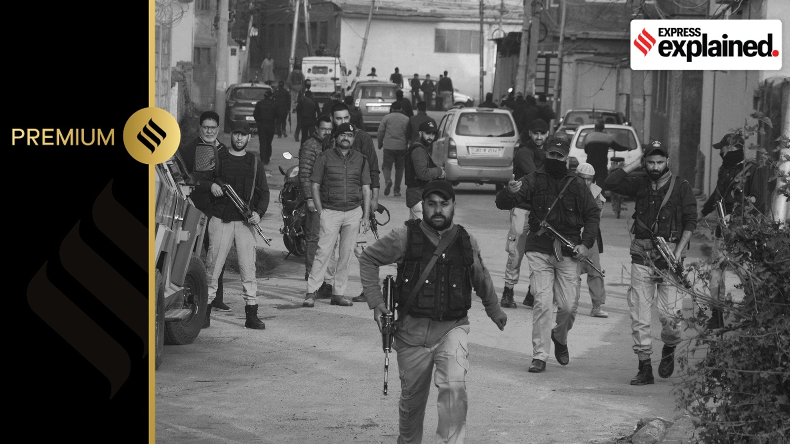 Security personnel cardon off the areas at Eidgah where Inspector Masroor Ahmad was shot and critically wounded by militants when he was playing cricket, in Srinagar, Sunday, Oct. 29, 2023