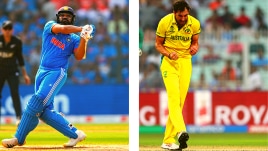 India's Rohit Sharma and Australia's Mitchell Starc