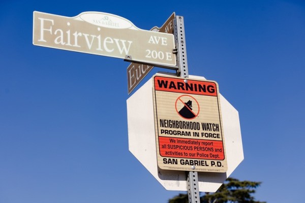 Signage in a formerly redlined neighborhood in Los Angeles, Nov. 3, 2023. 