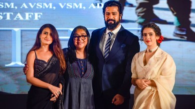 Sam Bahadur, sam bahadur movie, sam bahadur vicky kaushal, vicky kaushal, vicky kaushal movies, vicky kaushal new movie, sam bahadur director, sam bahadur release date, sam bahadur trailer, vicky kaushal upcoming movie, Sanya Malhotra, sanya malhotra upcoming movies, sanya malhotra new movie, Fatima Sana Shaikh, fatima sana shaikh sam bahadur, fatima sana shaikh movies, Meghna Gulzar